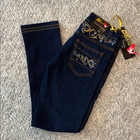 Dark denim jeans with embroidery design - Picture 1 of 4